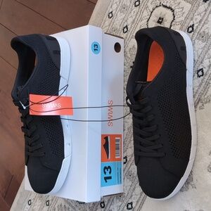 NEW Sz 13: SWIMS BLACK Breeze Tennis Knit Shoes Men’s